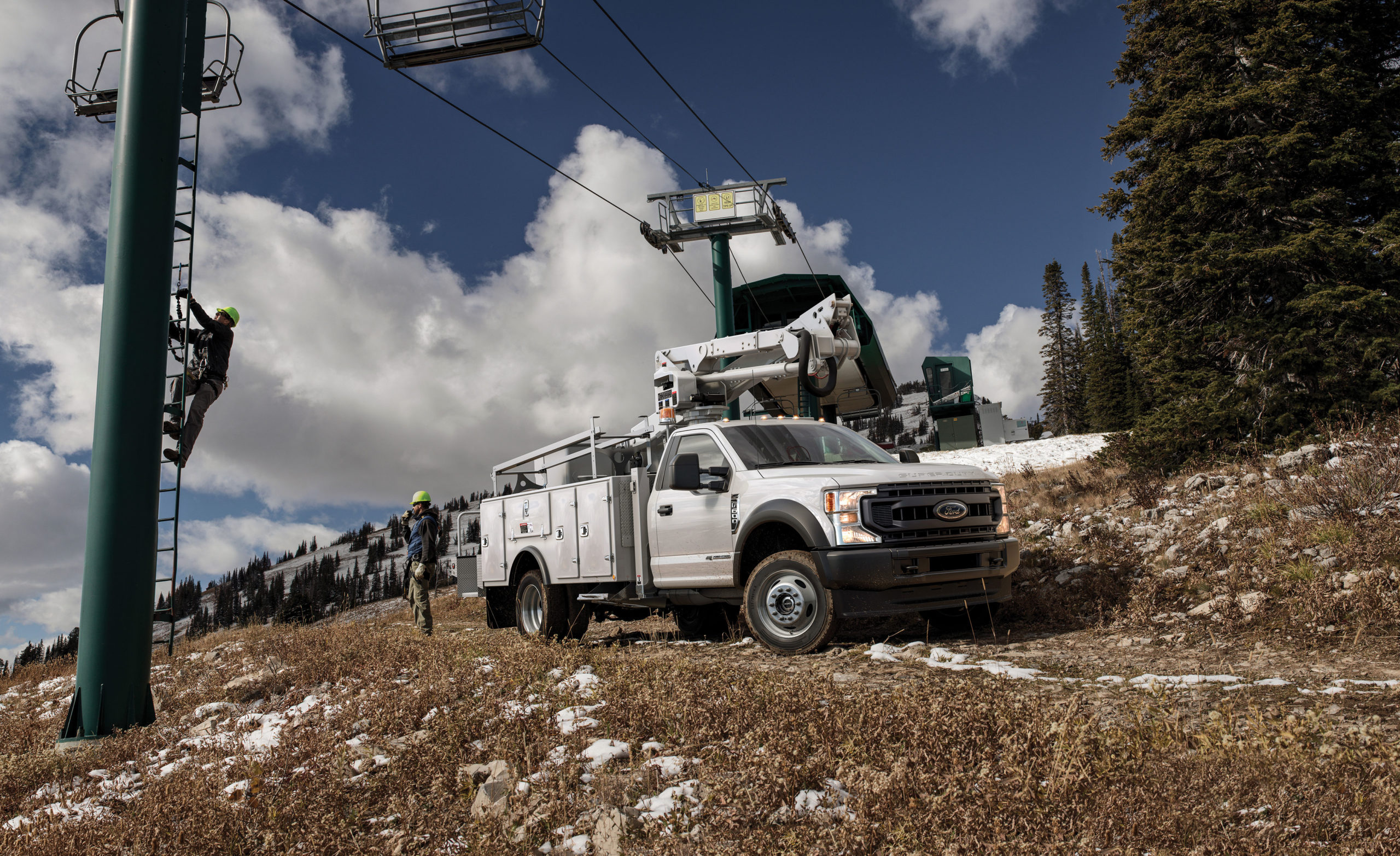 Super Duty White Bucket Work Truck